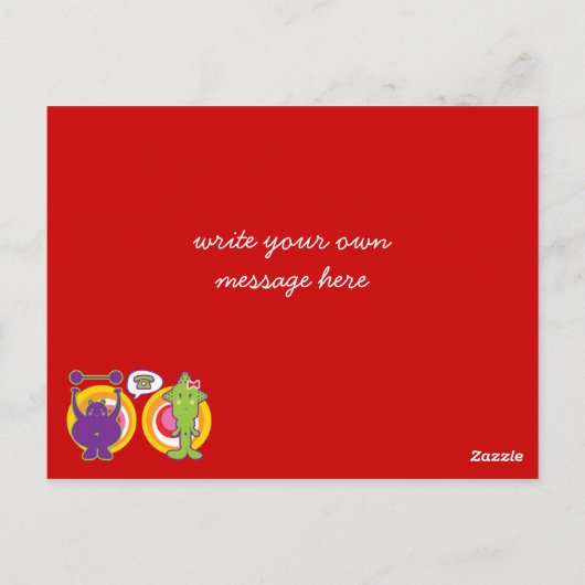 パープルさんとミス・グリーン かわいいカートゥーンキャラクター ポストカード (裏面)