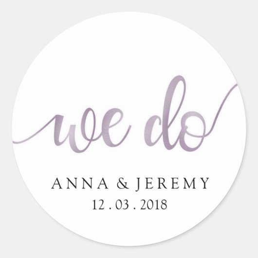 パープルさんのステッカー結婚に感謝 ラウンドシール (正面)