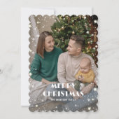 パープルすてきプレイドスターリーフォトメリークリスマス シーズンカード (正面)