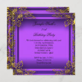 パープルすべての行事エリエレガントートパーティー金ゴールド 招待状 (正面/裏面)