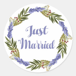 パープルたった今結婚しましたラベンダー結婚フローラ ラウンドシール