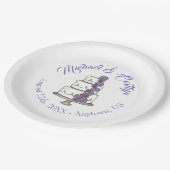 パープルつや消しバラティアド結婚フローラケーキ ペーパープレート (アングル)