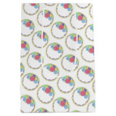 パープルつや消しバラティアド結婚フローラケーキ ミディアムペーパーバッグ (裏面)