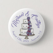 パープルつや消しバラティアド結婚フローラケーキ 缶バッジ (正面)