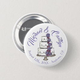 パープルつや消しバラティアド結婚フローラケーキ 缶バッジ