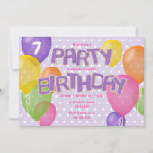 パープルつや消し切り出しクッキーガールズ誕生日 招待状 (正面)