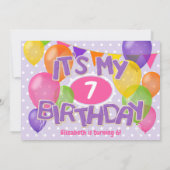 パープルつや消し切り出しクッキーガールズ誕生日 招待状 (裏面)