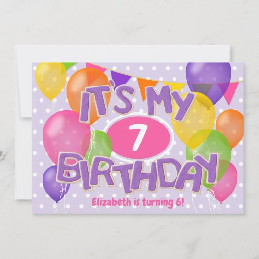 パープルつや消し切り出しクッキーガールズ誕生日 招待状 (裏面)