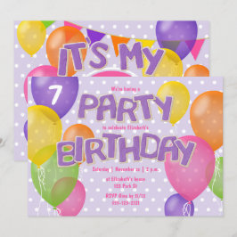 パープルつや消し切り出しクッキーガールズ誕生日 招待状