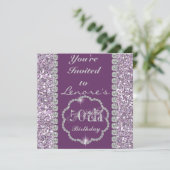 パープルで50歳の誕生日パーティーへの招待 招待状 (スタンド正面)