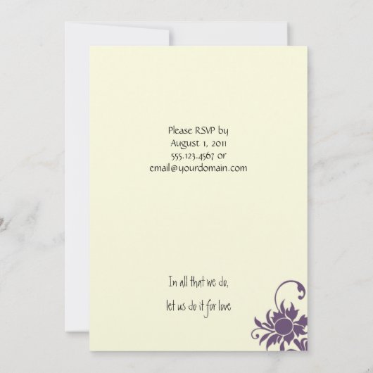 パープルとアイボリーの結婚式の披露宴招待状 招待状 (裏面)