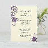 パープルとアイボリーの結婚式の披露宴招待状 招待状 (スタンド正面)