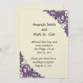 パープルとアイボリーの結婚式後披露宴招待状 招待状 (正面/裏面)