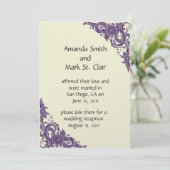 パープルとアイボリーの結婚式後披露宴招待状 招待状 (スタンド正面)