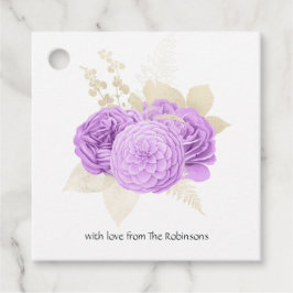 パープルとアイボリーの花柄 フェイバータグ
