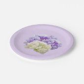 パープルとアイボリー牡丹紙プレート ペーパープレート (アングル)