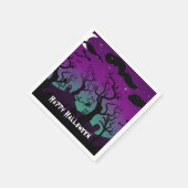 パープルとアクア幽霊のよく出る墓地ハロウィーン スタンダードカクテルナプキン (角)