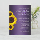 パープルとイエローのひまわり ウェディング招待状 招待状 (スタンド正面)