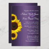 パープルとイエローのひまわり ウェディング招待状 招待状 (正面/裏面)