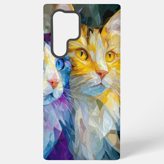 パープルとイエローの猫2匹 SAMSUNG GALAXYケース (裏面)