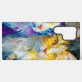 パープルとイエローの猫2匹 SAMSUNG GALAXYケース (裏面横)