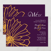 パープルとイエローの花のウェディング招待状 招待状 (正面/裏面)