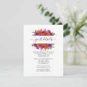 パープルとオレンジのフローラ結婚ズゲスト詳細 エンクロージャーカード (スタンド正面)