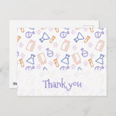 パープルとオレンジの科学的感謝メッセージ ポストカード (正面/裏面)