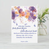 パープルとオレンジの結婚式招待状 招待状 (スタンド正面)