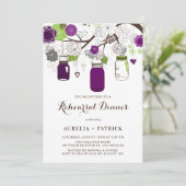 パープルとグリーンのメイスンジャースリハーサルディナー 招待状 (スタンド正面)