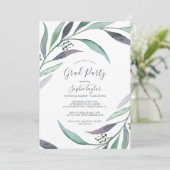 パープルとグリーンのユーカリの卒業パーティー 招待状 (スタンド正面)