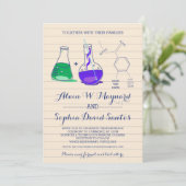 パープルとグリーンの化学 結婚式招待状 招待状 (スタンド正面)