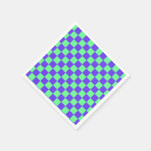 パープルとグリーンの市松模様 スタンダードカクテルナプキン (角)