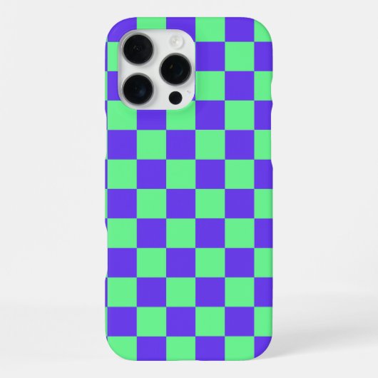 パープルとグリーンの市松模様 iPhoneケース (裏面)