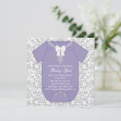 パープルとグレイのベビーシャワー 招待状 (スタンド正面)