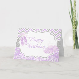 パープルとグレーのシェブロン バレリーナ カード