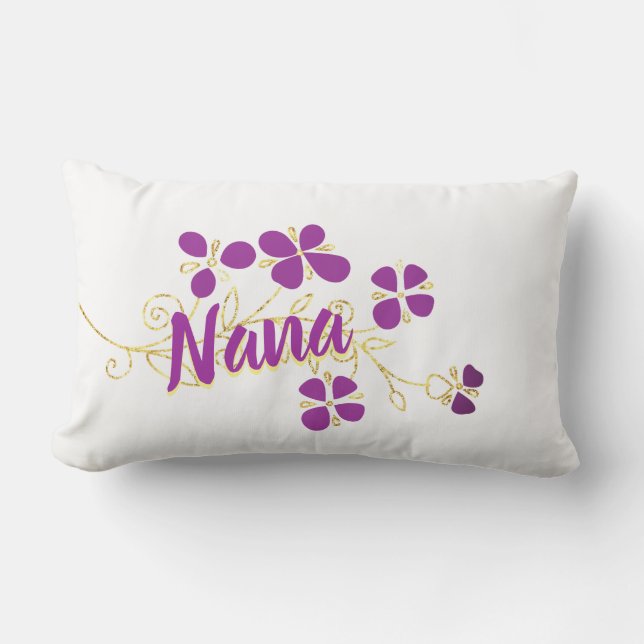 パープルとゴールデンの「見る」フローラ アウトドアクッション (正面)