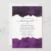 パープルとゴールドのアゲートシャワー(郵送) 招待状 (正面)