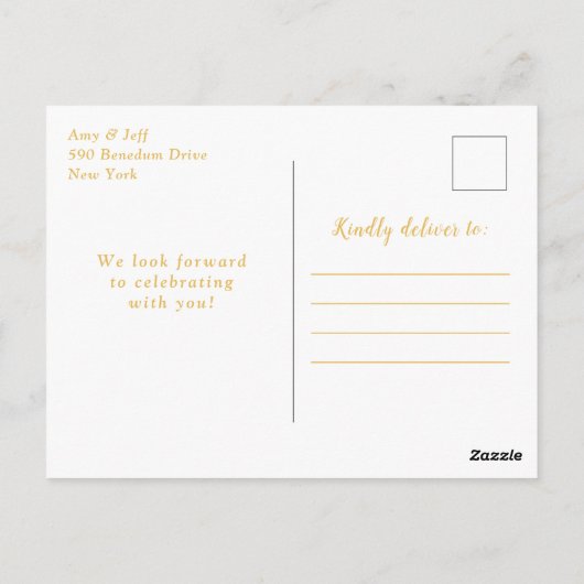 パープルとゴールドのアゲート大理石スイートシックスティーン ポストカード (裏面)