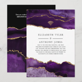 パープルとゴールドのアゲート石を使用した結婚式のゲストリスト縮小のお知らせA 案内状