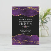 パープルとゴールドのアゲート結婚式招待状 招待状 (スタンド正面)