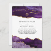 パープルとゴールドのアゲート 縮小された結婚式のゲストリストA 案内状 (正面)