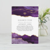 パープルとゴールドのアゲート 縮小された結婚式のゲストリストA 案内状 (スタンド正面)