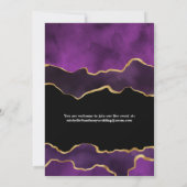 パープルとゴールドのアゲート　縮小した結婚式のゲストリスト 案内状 (裏面)