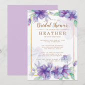 パープルとゴールドのウェディングシャワー招待状 招待状 (正面/裏面)