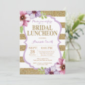 パープルとゴールドのウェディングランチ招待状 花 招待状 (スタンド正面)