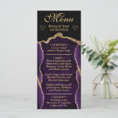 パープルとゴールドのグリッターアゲート大理石 ウェディングメニュー メニュー (スタンド正面)