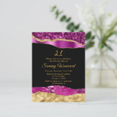 パープルとゴールドのグリッター ティアーズ バースデーパーティー ポストカード (スタンド正面)