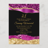 パープルとゴールドのグリッター ティアーズ バースデーパーティー ポストカード (正面)