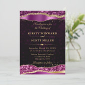 パープルとゴールドのグリッター ティアーズ ボケ ウェディング 招待状 (スタンド正面)